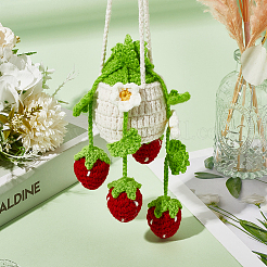 Strawberry Basket Woolen Yarn Pendant Decorations&nbsp;AJEW-WH20006-240B