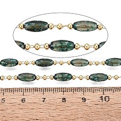 Handmade Brass & Glass Beaded Link Chains&nbsp;CHC-Q021-04A-G