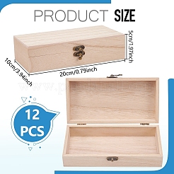 Wooden Packing Boxes with Hinged Lid and Clasps&nbsp;CON-WH0100-37