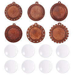 DIY Flat Round Wooden Tray Pendant Making Kits&nbsp;DIY-TA0012-31