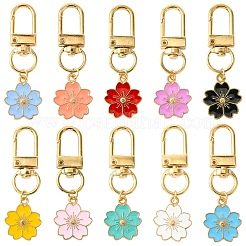 Alloy Enamel Sakura Pendant Decorations&nbsp;HJEW-YW00019-01