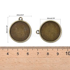Flat Round Alloy Pendant Cabochon Settings&nbsp;X-PALLOY-N0088-37AB-NF