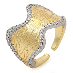 Brass Micro Pave Clear Cubic Zirconia Cuff Finger Rings for Women&nbsp;RJEW-B112-11GP
