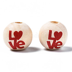 Unfinished Natural Wood European Beads&nbsp;WOOD-S057-066
