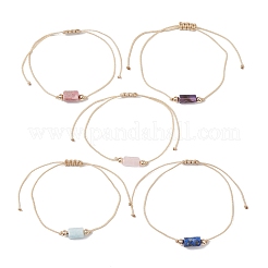 Natural Mixed Gemstone Column Braided Bead Bracelet&nbsp;BJEW-JB09762