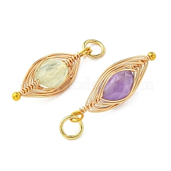 Faceted Natural Mixed Stone Herringbone Wire-Wrapped Pendants&nbsp;PALLOY-JF05539