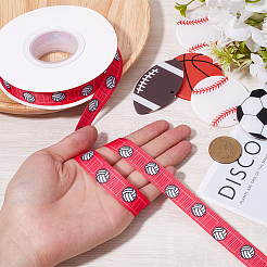 25 Yards Sport Ball Theme Printed Polyester Grosgrain Ribbon&nbsp;OCOR-WH20002-03B-01