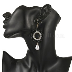 Brass Glass Beads Dangle Earrings&nbsp;EJEW-MZ00764-02