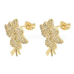 Brass Micro Pave Cubic Zirconia Stud Earrings for Women&nbsp;EJEW-F422-02G