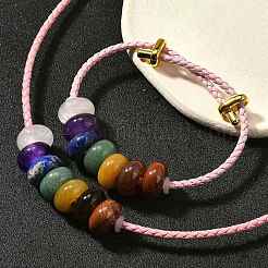 Rondelle Chakra Natural Gemstone Beads Bracelets & Necklaces Sets&nbsp;G-P561-01G-06