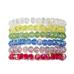 Transparent Electroplate Glass Beads with Korean Elastic Crystal Thread Bracelets&nbsp;BJEW-JB11687