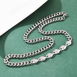 304 Stainless Steel Cuban Link Chain Rhombus Link Chain Necklaces for Men Women&nbsp;NJEW-G186-01P-02