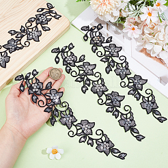 4Pcs Honeysuckle Polyester & Sequin Self Adhesive Patches&nbsp;PATC-GF0001-76B