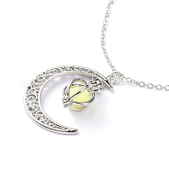 Luminous Alloy Locket Pendant Necklaces&nbsp;NJEW-F284-05A
