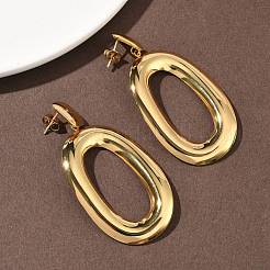 Oval 304 Stainless Steel Dangle Stud Earrings&nbsp;EJEW-B156-05G