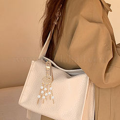 12Pcs Alloy Woven Web/Net with ABS Imitation Pearl Bead Tassel Pendant Decoration&nbsp;HJEW-NB0001-70