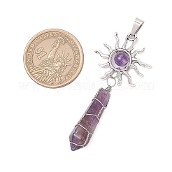 5Pcs Copper Wire Wrapped Natural Lapis Lazuli & Quartz Crystal & Rose Quartz & Green Aventurine & Amethyst Big Pendants&nbsp;PALLOY-JF03640