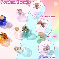 8Pcs 8 Colors Lucky Bag Shape Glass Cork Bottles Ornament&nbsp;AJEW-YW0002-18