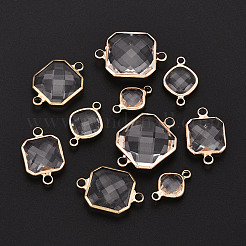Brass with Glass Links/Connector Charms&nbsp;GLAA-T027-14