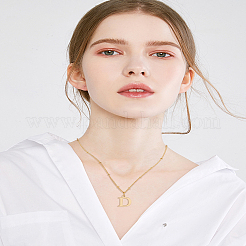 1Pc Brass Chain & 304 Stainless Steel Letter Pendant Necklaces&nbsp;NJEW-LP0001-35D-G