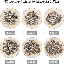 330Pcs 6 Style 202 Stainless Steel Beads&nbsp;STAS-UN0026-91