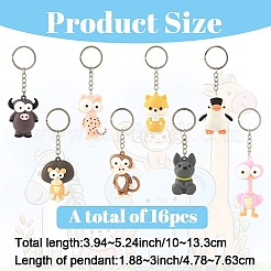 16Pcs 8 Style Plastic Keychains&nbsp;KEYC-YW00234