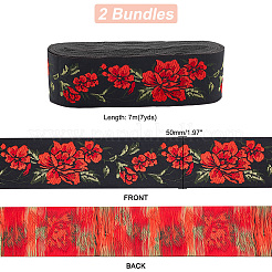 Ethnic Style Embroidery Polyester Ribbons&nbsp;OCOR-WH0060-54