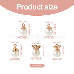 50Pcs 5 Styles Resin Imitation Pearl Pendants&nbsp;FIND-CD0001-32