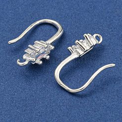 Brass Pave Clear Cubic Zirconia Earring Hooks&nbsp;KK-R149-20S