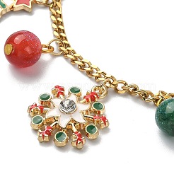 Christmas Sock & Tree & Snowflake Alloy Enamel Charm Bracelets&nbsp;BJEW-JB09526