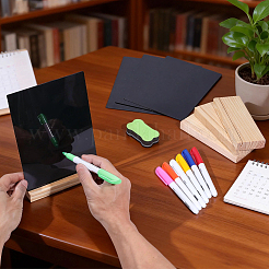 Rectangle Acrylic Erasable Desktop Chalkboard Sign Stands with Wooden Base&nbsp;ODIS-PH0009-33
