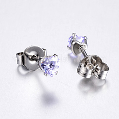Cubic Zirconia Ear Studs&nbsp;EJEW-E098-H-02