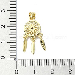 Rack Plating Real 18K Gold Plated Brass Micro Pave Clear Cubic Zirconia Pendants&nbsp;KK-B084-13G-01