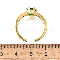 Brass Micro Pave Cubic Zirconia Cuff Rings for Women&nbsp;RJEW-H247-06G