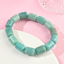Column Natural Amazonite Beads Stretch Bracelets for Women Men&nbsp;BJEW-A148-01A-17