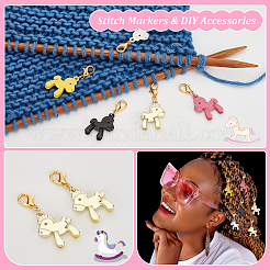 Horse Alloy Enamel Pendant Stitch Markers&nbsp;HJEW-AB00364