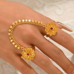 Brass Micro Pave Cubic Zirconia Cuff Open Double Rings for Women&nbsp;YR5723