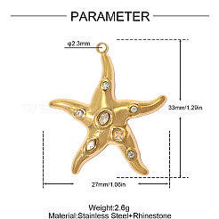 304 Stainless Steel with Rhinestone Pendants&nbsp;RB-OY001-60G-01