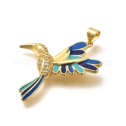 Rack Plating Brass Micro Pave Cubic Zirconia Enamel Pendants&nbsp;KK-L226-002G-02