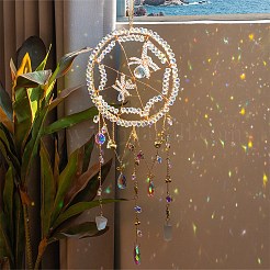 Spider Web & Spider Glass Beads Suncatchers&nbsp;HJEW-F027-15