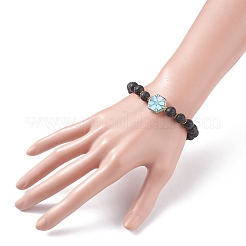 Natural Lava Rock Beads Oil Diffuser Stretch Bracelet&nbsp;BJEW-JB07246