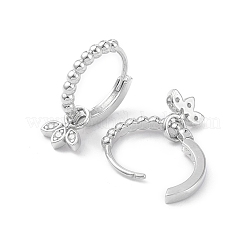 Leaf Rack Plating Brass Cubic Zirconia Hoop Earrings&nbsp;EJEW-K245-26P