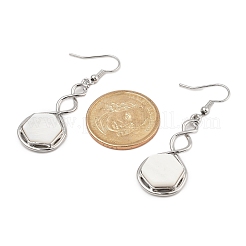 Hexagon Natural Shell Dangle Earrings&nbsp;EJEW-K298-02P