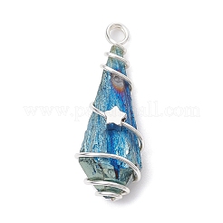 Electroplated Natural Quartz Crystal Dyed Copper Wire Wrapped Pendants&nbsp;PALLOY-JF02327-05
