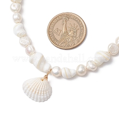 Natural Clam Shell Pendant Necklaces&nbsp;NJEW-JN05241
