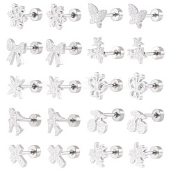 10Pairs 10 Styles 304 Stainless Steel Stud Earrings&nbsp;EJEW-TA0008-61