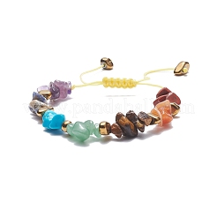 Natural & Synthetic Mixed Gemstone Chips Braided Bead Bracelet&nbsp;BJEW-JB08079