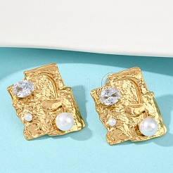 304 Stainless Steel Cubic Zirconia Stud Earrings&nbsp;EJEW-Z110-03G-01