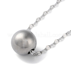 Non-Tarnish 304 Stainless Steel Round Ball Pendant Necklaces&nbsp;NJEW-Z026-01P