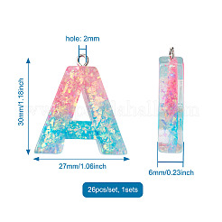 26Pcs 26 Style Transparent Epoxy Resin Pendants&nbsp;CRES-TA0001-13